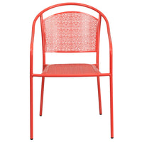 Flash Furniture Coral Indoor-Outdoor Steel Patio Arm Chair with Round Back-Stackable Patio Chair