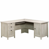 Sauder 65"W Costa L-Desk - Chalked Chestnut-Durable, 1 1/4" thick top