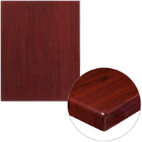 Flash Furniture 24" x 30" Rectangular High-Gloss Mahogany Resin Table Top with 2" Thick Edge-Restaurant Dining Table Top