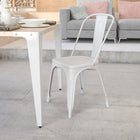 Flash Furniture White Metal Indoor-Outdoor Stackable Chair-Galvanized Steel Construction