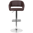Flash Furniture Contemporary Brown Vinyl Adjustable Height Barstool with Rounded Mid-Back & Chrome Base-Contemporary Style Stool