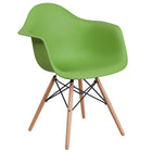 Flash Furniture Alonza Series Green Plastic Chair with Wooden Legs-Green Plastic Finish