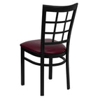 Flash Furniture HERCULES Series Black Window Back Metal Restaurant Chair - Burgundy Vinyl Seat-Burgundy Vinyl Upholstered Seat