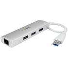 StarTech 3-Port Portable USB 3.0 Hub plus Gigabit Ethernet-Sleek and stylish, with a silver, sandblasted finish that matches your MacBook