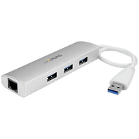 StarTech 3-Port Portable USB 3.0 Hub plus Gigabit Ethernet-Sleek and stylish, with a silver, sandblasted finish that matches your MacBook