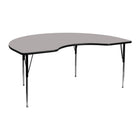 Flash Furniture 48''W x 72''L Kidney Activity Table with 1.25'' High Pressure Top and Standard Height Adjustable Legs, Grey-Grey Laminate