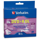 Verbatim 8.5 GB 8x DVD+R, Branded Surface, Jewel Case, 5 Pack-Blank DVD+/-R media