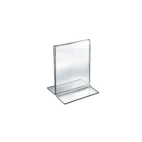 Azar Displays 6" x 5" Vertical Double Sided Stand Up Acrylic Sign Holder, Clear, 10 Pack (152724)-Stand up sign holder is perfect for tabletop displays, restaurant table displays, and hotel concierge desks