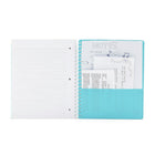 Poppin 3-Subject Pocket Spiral Notebook - Aqua-Features heavy-duty round White metal spiral