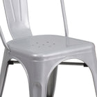 Flash Furniture Commercial Grade Silver Metal Indoor-Outdoor Stackable Chair-Cross Brace under seat provides extra stability