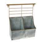 Truu Design Farmhouse Modern Collection, 2-Pocket Storage with Rack, 12 x 15.5 inches, Industrial Silver-Measurement: 12” x 15.5” in dimensions