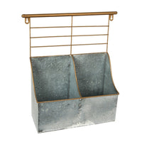 CTG Brands – Bac de rangement à 2 compartiments, collection Modern Farmhouse, avec support, 12 po x 15,5, argent industriel-Dimensions : 12 po x 15,5 po
