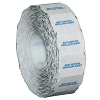 Meto 1522 2-Line White Best Before/Meilleur Avant Labels 1125/RL, 14 Pack-Wavy edges designed to catch customer's attention