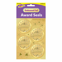 Trend Enterprises Excellence Award Seals Stickers - Gold - 6 Packs of 32-Size: 2"(Dia)