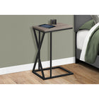 Monarch Specialties 3249 Accent Table - 25"H/Dark Taupe/Black Metal-Features a dark taupe wood-look rectangular tabletop and a black metal frame with asymmetrical triangle detail
