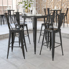 Flash Furniture 23.75" Square Black Metal Indoor-Outdoor Bar Table Set with 2 Stools with Backs-Galvanized Steel Construction