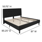 Flash Furniture Roxbury King Size Tufted Upholstered Platform Bed - Black Fabric-Center Support Metal Leg