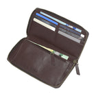 Roots Ladies Slim Bifold Zipper Around Wallet - Merlot-Dimensions: 7.75" L x 0.75" W x 5" H