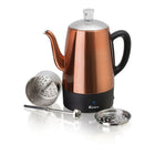 Euro Cuisine PER08 8 Cup Electric Coffee Percolator with Keep Warm Function, Copper Finish-Ready-to-serve indicator light