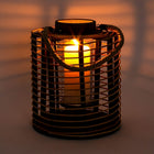 Truu Design Rattan and Wooden Lantern, 10 x 19 inches, Brown-Material: MDF and rattan