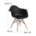 Flash Furniture Alonza Series Black Plastic Chair with Wooden Legs-Designed for Commercial Use