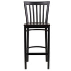 Flash Furniture HERCULES Series Black School House Back Metal Restaurant Barstool - Walnut Wood Seat-Metal Barstool