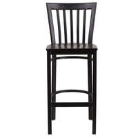 Flash Furniture HERCULES Series Black School House Back Metal Restaurant Barstool - Walnut Wood Seat-Metal Barstool