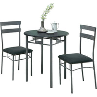 Monarch Specialties 3095 3-Piece Dining Set - Black/Silver Metal-This round table features a solid black top, and sturdy silver metal legs