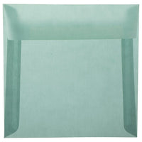 JAM Paper 6.5 x 6.5 Square Envelopes, Ocean Blue Translucent Vellum, 100 Pack (1592117g)-Ocean blue