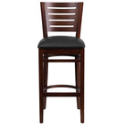Flash Furniture Darby Series Slat Back Walnut Wood Restaurant Barstool - Black Vinyl Seat - 2 Pack-Set of 2 Wood Dining Bar Stools