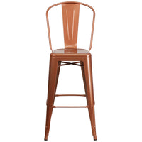 Flash Furniture 30" High Copper Metal Indoor-Outdoor Barstool with Back-Bistro Style Barstool
