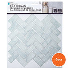 CTG Brands Herringbone Wall Tile, 10" x 10", White Marble, 6 Pack-Versatile: use the peel and stick backsplash wallpaper for kitchen sink walls, bathroom backsplash, bedroom walls, laundry room, staircase, or on any other flat surfaces that are non-porous surfaces