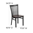 Flash Furniture HERCULES Series Black School House Back Metal Restaurant Chair - Walnut Wood Seat-18 Gauge Steel Frame