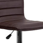 Flash Furniture Contemporary Brown Vinyl Adjustable Height Barstool with Horizontal Stitch Back & Chrome Base-Swivel Seat
