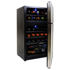 Koolatron 29 Bottle Dual Zone Wine Cooler, 3 cu ft (86L) Freestanding Wine Fridge - Black-Separately controlled dual zone cooling chambers store red and white wines at their ideal temperatures
