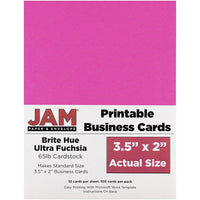 JAM Paper Two Sided Printable Business Cards, 2 x 3.5, Brite Hue Fuchsia Pink, 500 Pack (22128338g)-Size: 3.5" x 2"