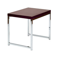 Wall Street End Table with Chrome Frame, Espresso-Espresso Finish, Wood Veneer Top