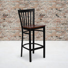 Flash Furniture HERCULES Series Black School House Back Metal Restaurant Barstool - Cherry Wood Seat - 2 Pack-Welded Joint Assembly