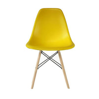 Plata Import Eiffel Chair, Yellow Seat, Natural Wood Legs (PC-016N-YELLOW)-Dining Chair