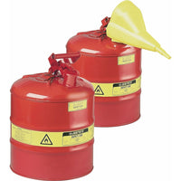 Justrite Type I Safety Cans without Funnel, 1 Pint, 4 5/8" x 6 3/4", Red-Compliant Type I Safety Cans are designed with a single spout for filling and pouring of all types of flammable liquids