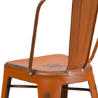Flash Furniture 24" High Distressed Orange Metal Indoor-Outdoor Counter Height Stool with Back-Distressed Orange Powder Coat Finish