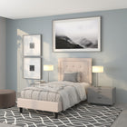 Flash Furniture Roxbury Twin Size Tufted Upholstered Platform Bed - Beige Fabric-Beige Fabric Upholstery