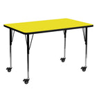 Flash Furniture Mobile 30"W x 60"L Rectangular HP Laminate Activity Table - Yellow-Popular Rectangular Activity Table