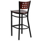 Flash Furniture HERCULES Series Black Cutout Back Metal Restaurant Barstool - Mahogany Wood Back & Seat - 2 Pack-.625" Thick Plywood Seat