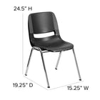 Flash Furniture HERCULES Series 440 lb. Capacity Black Ergonomic Shell Stack Chair with Chrome Frame & 14" Seat Height-Double Support Rails
