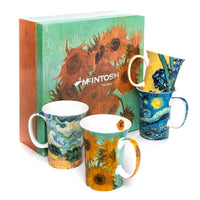 McIntosh Van Gogh Mugs with Gift Box - 4 Pack - 11oz-This beautiful mug set is perfect for everyday use, whether at home, on the zoom call, or work