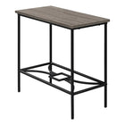 Monarch Specialties 2075 Accent Table - 22"H/Dark Taupe/Black Metal-2-tier rectangular accent table featuring a tabletop in a dark taupe wood-look finish and an open metal storage shelf in a black finish with a decorative motif