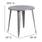 Flash Furniture 30" Round Silver Metal Indoor-Outdoor Table-Top Size: 30" Round