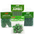 JAM Paper Office Clip Assortment Pack, Green, 1 Binder Clips 1 Paperclips 1 Circular Cloops, 4/set (26411GRASRTD)-Assortment of Four Different Style Green Office Clips