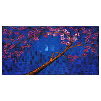 Design Art Abstract Deep Blue and Purple, 4 Piece Floral Canvas Print, (PT2002-32-16)-Print